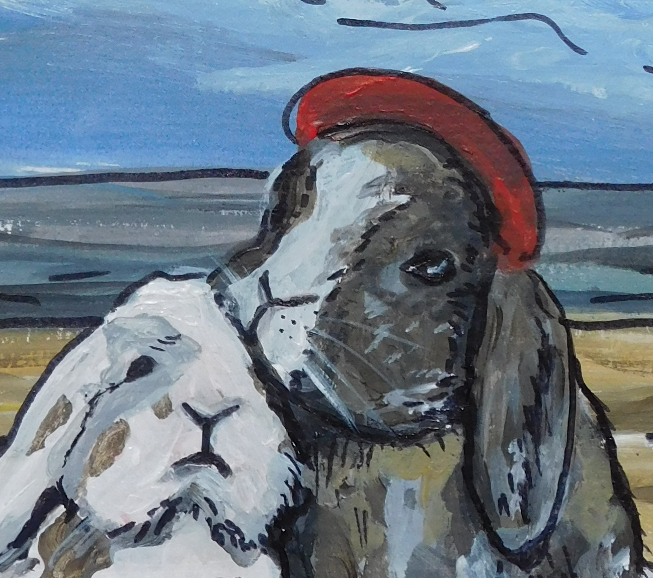 Bunnies at the Beach 9 by 12 - Giclée Fine Art Print