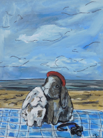 Bunnies at the Beach 9 by 12 - Giclée Fine Art Print