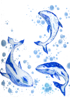 Blue Whales 5 by 7 - Giclée Fine Art Print