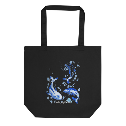 Blue Whales Eco Tote Bag Black