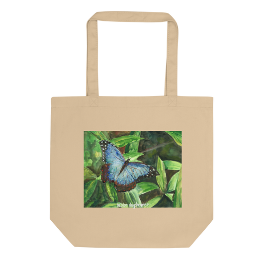 Blue Butterfly Eco Tote Bag Oyster